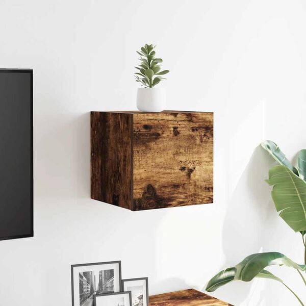 vidaXL Wall Mounted TV Cabinet Smoked oak Engineered wood Medium