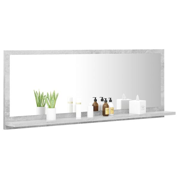 vidaXL Mirror Concrete grey Engineered wood, acrylic 39.4 x 4.1 x 14.6 in