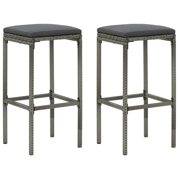 vidaXL Bar Stool Set of 2 Gray Steel Standard Footrest Bar Stool