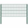 vidaXL Fence Panel with Posts Iron 69.5"x31.5" Green