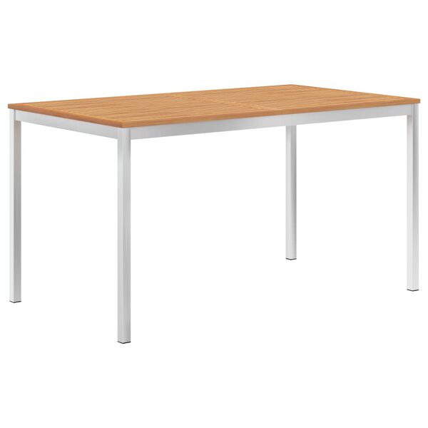 vidaXL Dining Table White, Teak Brown Solid teak wood, Stainless steel 304