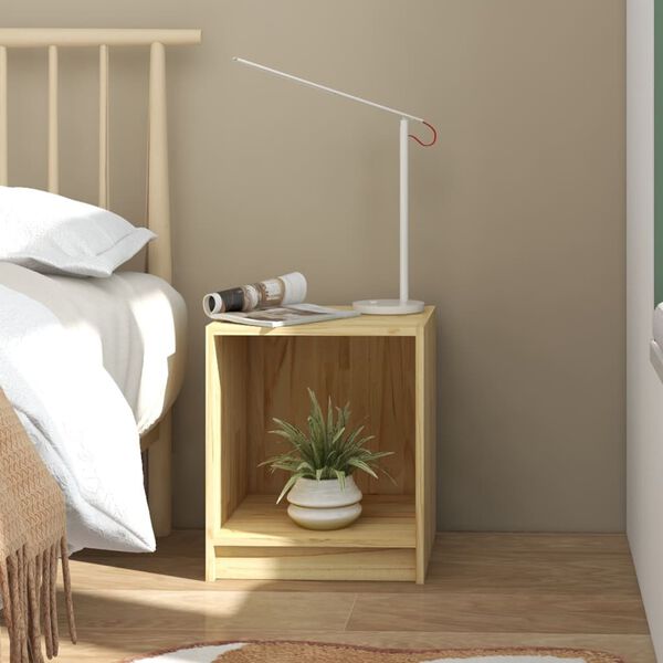 vidaXL Bedside Cabinet Set of 2 Natural Wood Solid Pine wood Small