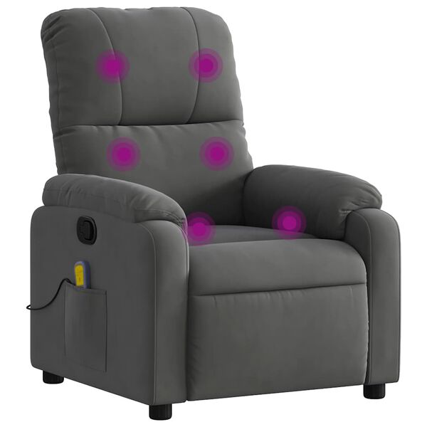 vidaXL Massage Recliner Chair Dark gray Microfiber fabric, metal, plywood