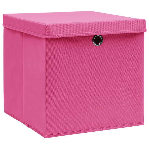 vidaXL Storage Box Set of 4 Pink Non-woven fabric (100% polyester)