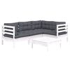 vidaXL Garden Lounge Set White Solid pinewood Medium Modular