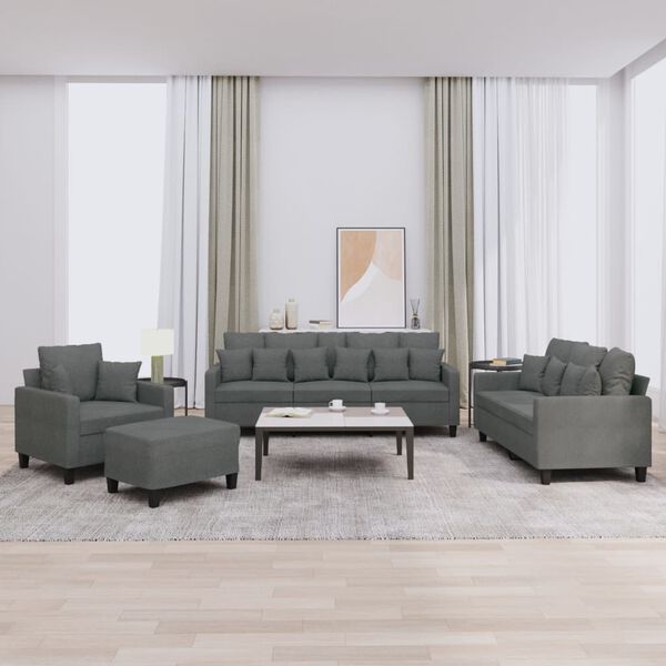 vidaXL Sofa Set Dark grey Fabric (100% polyester)