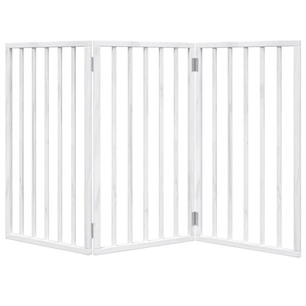vidaXL Dog Gate Set of 3 White Solid Poplar wood