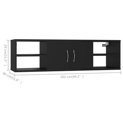 vidaXL Wall Shelf Black 40.2"x11.8"x11.4" Engineered Wood