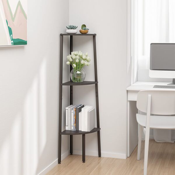 vidaXL Corner Shelf Black Engineered wood, Steel 47.2 x 17.9 x 12.4 in