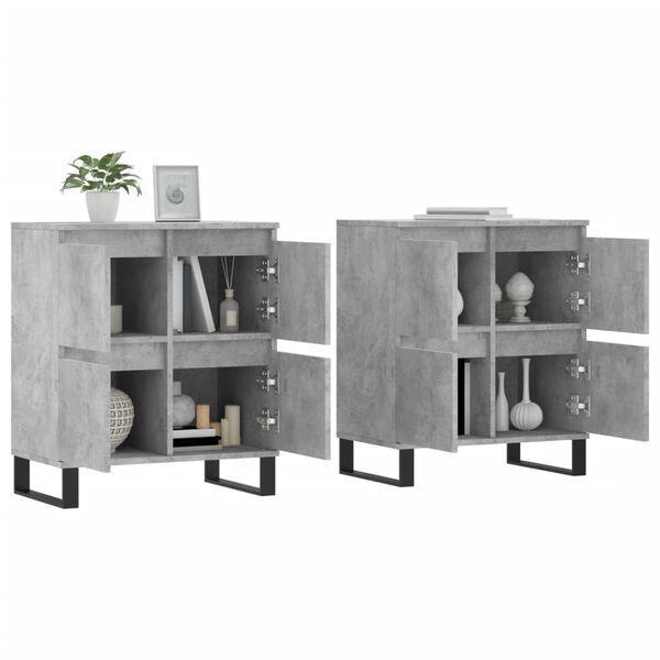 vidaXL Sideboard Set of 2 Concrete Grey Engineered Wood Large