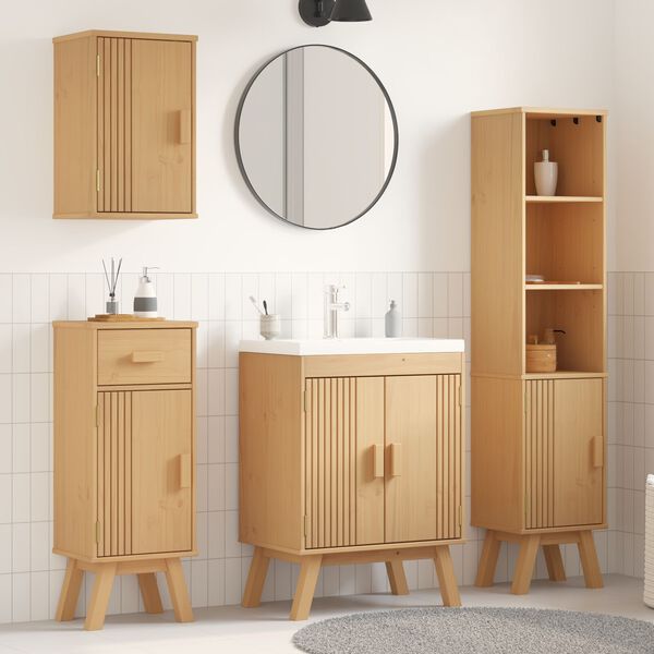 vidaXL Bathroom Furniture Set with Door 4 pcs Brown 114 x 43 x 73.5 cm