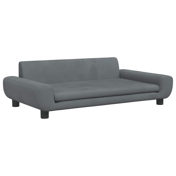 vidaXL Kids Sofa Dark Grey Velvet (100% polyester), solid pine wood, plastic