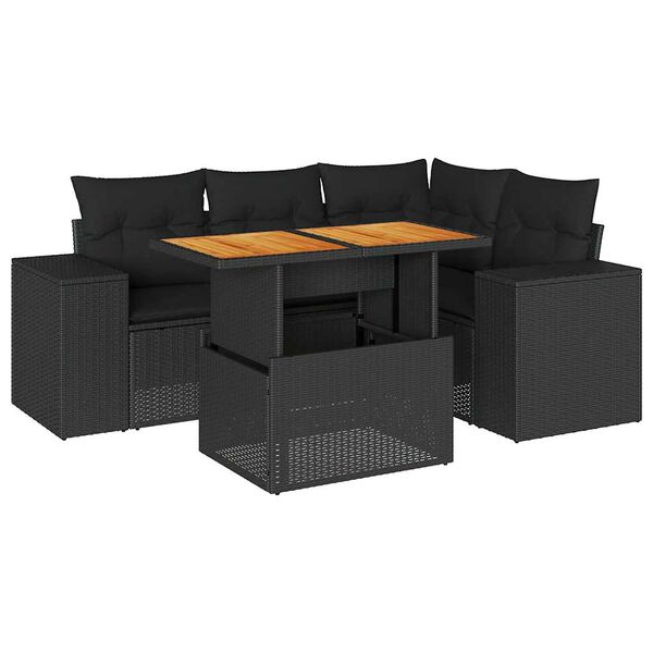 vidaXL Garden Sofa Set Black