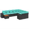vidaXL 10 Piece Garden Sofa Set with Cushions Black Poly Rattan