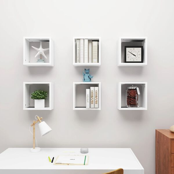 vidaXL Cube Shelf Set of 6 White Engineered wood