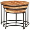 vidaXL Nesting Table Set of 3 Brown Solid acacia wood, iron