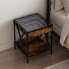 vidaXL Bedside Table Smoked oak Engineered wood, glass and steel