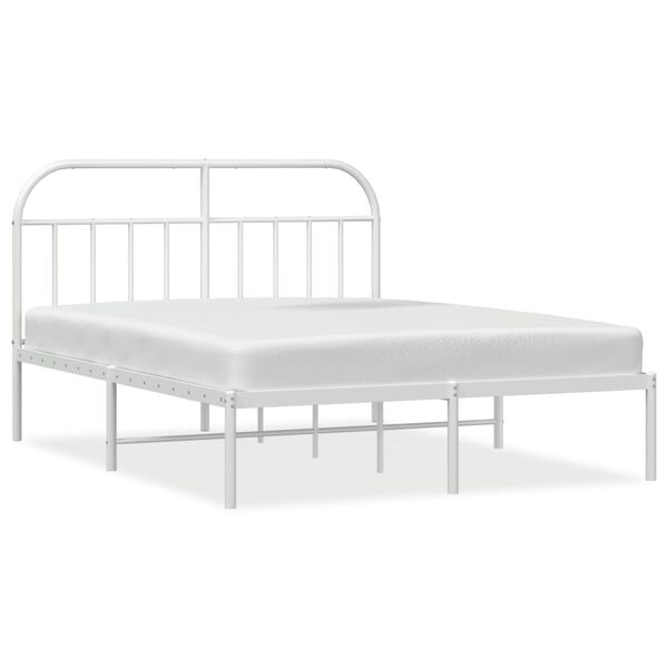 vidaXL Bed Frame White Steel Full Bed Frame Rectangular Traditional