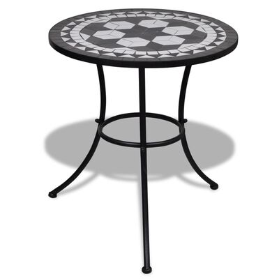 vidaXL Bistro Table Black and White 23.6" Mosaic