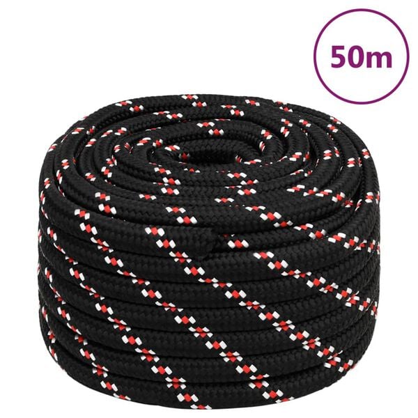 vidaXL Boat Rope Black 0.79 " 164.0 ' Polypropylene