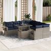 vidaXL 9 Piece Patio Sofa Set with Cushions Gray Poly Rattan Acacia