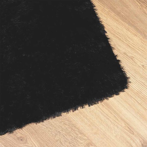 vidaXL Shaggy Rug Black 100% Polyester 47.2 x 67.0 in Foldable