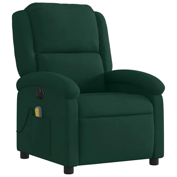 vidaXL Electric Massage Recliner Chair Dark Green Velvet Large