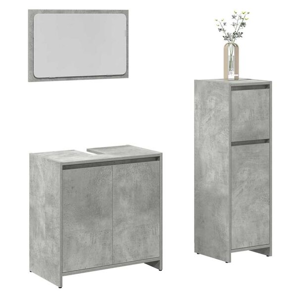 vidaXL Bathroom Furniture Set Concrete Grey Engineered Wood Medium