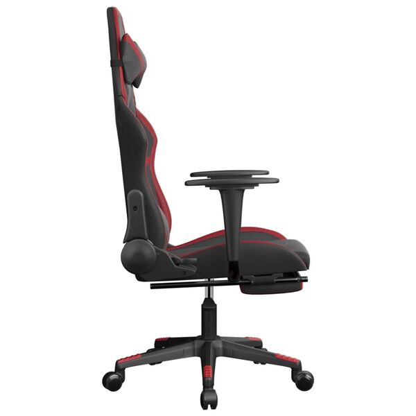 vidaXL Gaming Chair with Footrest Black and Wine Red Faux Leather