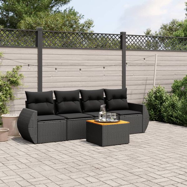 vidaXL Garden Sofa Set Black PE rattan Large Modular Garden Sofa Set