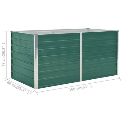 vidaXL Raised Garden Bed 63"x31.5"x30.3" Galvanized Steel Green