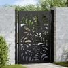 vidaXL Garden Gate Black 39.4x49.2" Steel Wave  Design