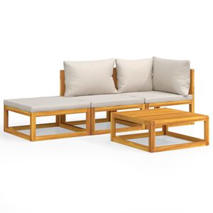 vidaXL Garden Lounge Set Light grey Solid acacia wood Medium Modular