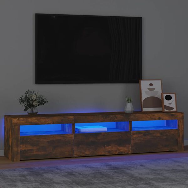 vidaXL TV Cabinet Smoked Oak Engineered Wood 70.9 in TV Cabinet