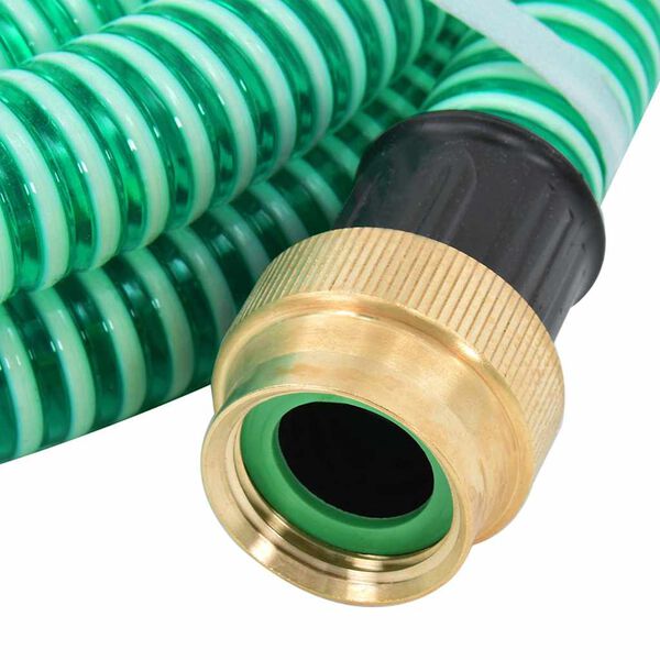 vidaXL Suction Hose Green PVC, Brass Standard Suction Hose Cylindrical