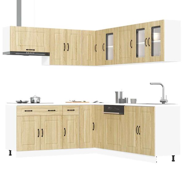 vidaXL Kitchen Cabinet Set Sonoma Oak Engineered wood and glass Large