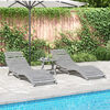 vidaXL Sun Lounger Set of 2 Grey Solid Acacia wood Standard Foldable