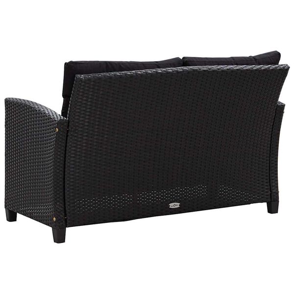 vidaXL Garden Sofa Black Poly rattan 2-seater Lightweight Garden Sofa