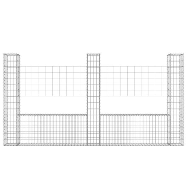 vidaXL U-shape Gabion Basket with 3 Posts Iron 102.4"x7.9"x59.1"