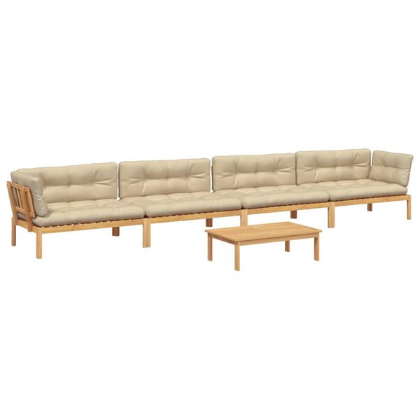 vidaXL Pallet Sofa Set Brown Solid acacia wood Large Seats Many