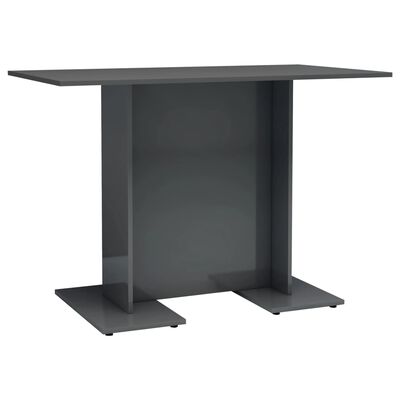 vidaXL Dining Table High Gloss Gray 43.3"x23.6"x29.5" Chipboard