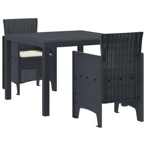 vidaXL Garden Dining Set 3 pcs Anthracite Polt rattan