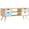 vidaXL TV Cabinet Brown, Blue, White Solid Mango Wood Standard