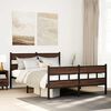 vidaXL Bed Frame Brown Oak Steel Double Bed Frame Rectangular Modern