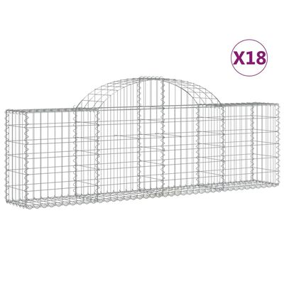 vidaXL Arched Gabion Baskets 18 pcs 78.7"x11.8"x23.6"/31.5" Galvanized Iron