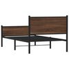vidaXL Bed Frame Brown Oak Steel, engineered wood 39.4 x 74.8 in Modern