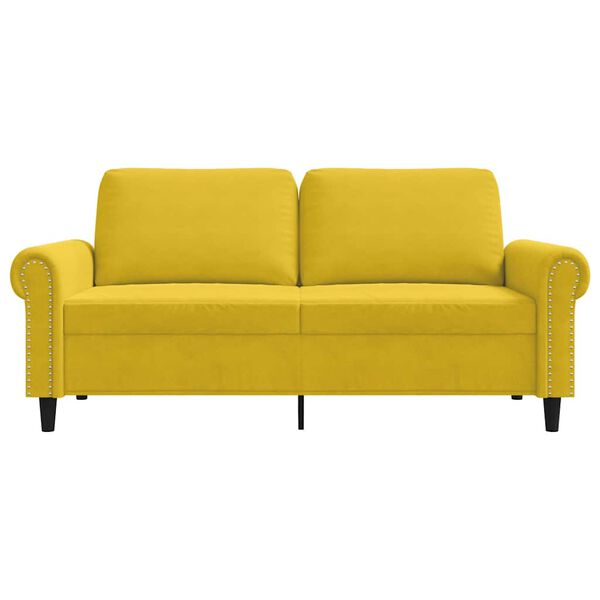 vidaXL 2-seater Sofa Yellow Velvet (100% polyester), Metal, Textilene