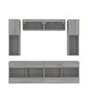 vidaXL 6 Piece TV Wall Stand Set with LED Lights Gray Sonoma