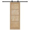 vidaXL Sliding Door Natural and Black 28.94 x 78.15 in Solid Pine Wood
