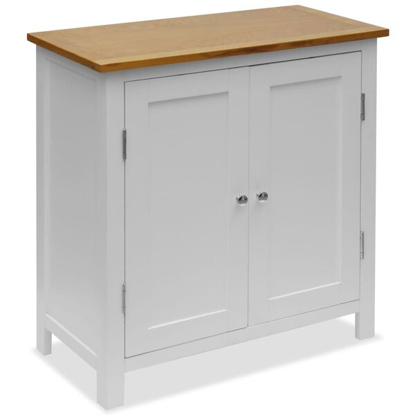 vidaXL Cupboard White Solid Oak Wood Cupboard Rectangular Modern